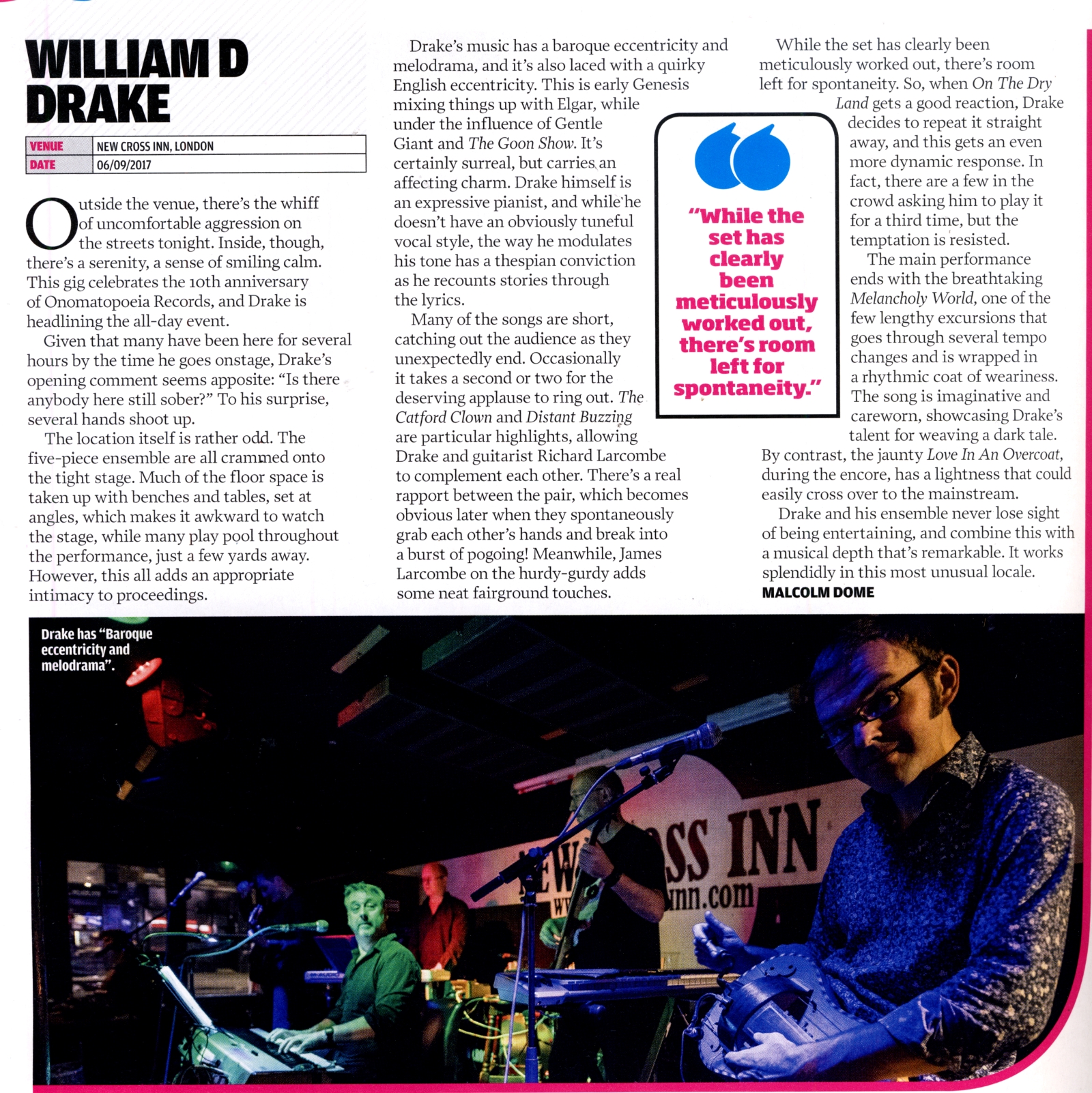 Will D Drake gig review classic rock magazine